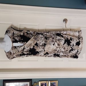 Faux Wrap-Front Keyhole Floral Dress